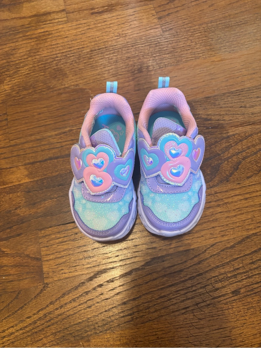 Skechers Girls' Pink, Purple & Aqua Heart Light-Up Sneakers